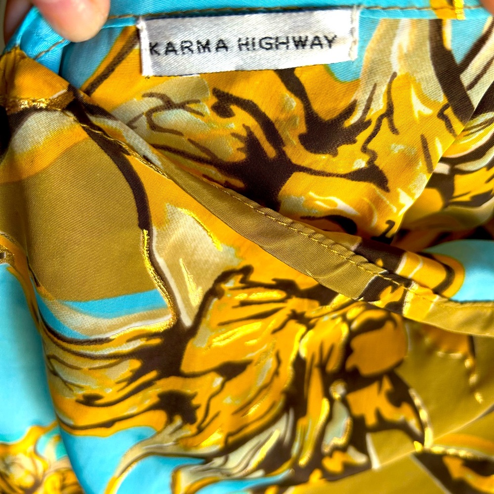 🧡🩵Karma Highway Boho Embellished Mirror Work Halter Maxi Dress Floral OS 🤎🪞 - Picture 3 of 10